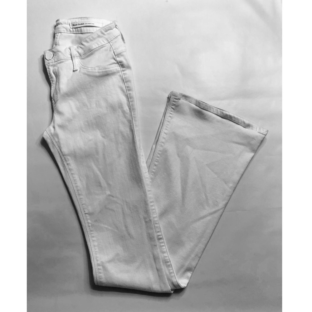 Black Orchid White flare jeans